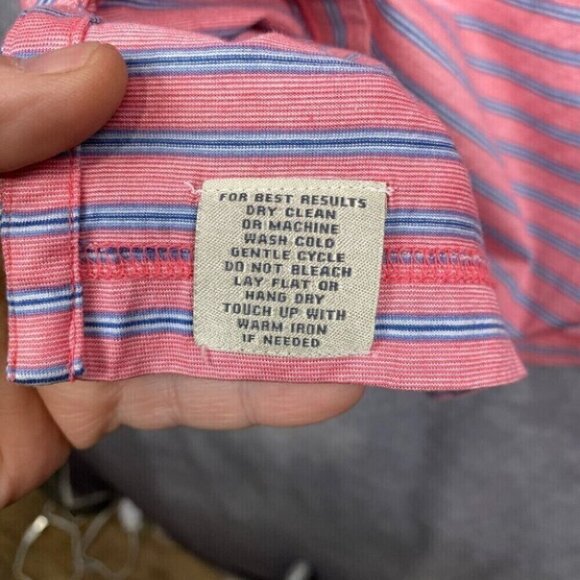 Peter Millar Polo Shirt Mens XL Pink Blue Striped Preppy Golf Casual S/S - Picture 5 of 11